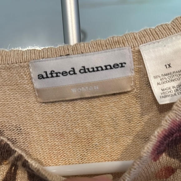 Alfred Dunner Cream Tan Boxy Polo Short Sleeve Tee - Picture 3 of 5